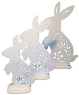 Veľkonočná dekorácia Zajačiky sada 3 ks ažúr 40cm