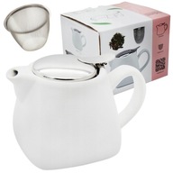 Infuser Čajová kanvica Keramická kanvica Biela 550 ml so sitkom Infuser Čajová kanvica Keramická kanvica Biela 550 ml so sitkom