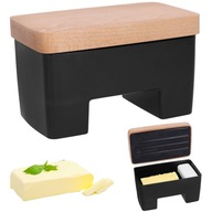 Čierna SMART BUTTER DISH s drevenou pokrievkou a čiernou nádobou na maslo Čierna SMART BUTTER DISH s drevenou pokrievkou a čiernou nádobou na maslo