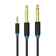 TRS audio kábel 3,5 mm až 2 x 6,35 mm Vention BACBJ 5m čierny TRS audio kábel 3,5 mm až 2 x 6,35 mm Vention BACBJ 5m čierny