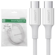 Ugreen | Kábel USB-C na USB-C 5A | 100 cm | Biela pre Apple iPhone 15 Ugreen | Kábel USB-C na USB-C 5A | 100 cm | Biela pre Apple iPhone 15