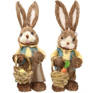 2ks Ručne tkané slamené sošky zajačikov tkané králiky