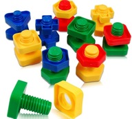 Stavebné bloky Montessori skrutky 30 prvkov