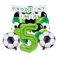 Súprava futbalových balónov 5. narodeniny + meno Súprava futbalových balónov 5. narodeniny + meno