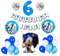 Set of Sonic Balloons Banner 6 Birthday Name