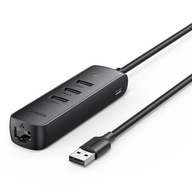 Ugreen USB - Ethernet RJ45 / 3 x USB adaptér čierny (CM416)