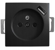 QUADRA ZÁSUVKA S USB PIN, ČIERNA, PRE RÁMKY 230V QUADRA ZÁSUVKA S USB PIN, ČIERNA, PRE RÁMKY 230V