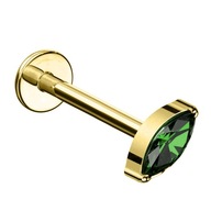 Zlatý labret s krištáľovou slzou - 1,2/8 zelená Zlatý labret s krištáľovou slzou - 1,2/8 zelená