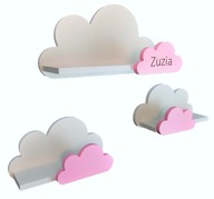 Poličky Cloud 3x polička Moli cloud s menom pre dieťa a personalizáciou