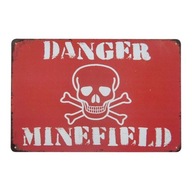 Kovová dekoratívna plaketa DANGER MINEFIELD