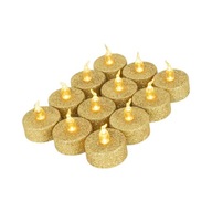 LED čajové sviečky bezplameňové blikajúce teplé biele zlato LED čajové sviečky bezplameňové blikajúce teplé biele zlato
