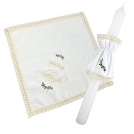 Súprava na krst - SVIEČKA a KRSTNÉ rúško - personalizácia Súprava na krst - SVIEČKA a KRSTNÉ rúško - personalizácia