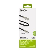 KÁBEL SBS microUSB - USB 1,5m kovové koncovky