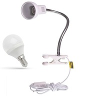 Stolná lampa s bielym klipom + 6W LED žiarovka Stolná lampa s bielym klipom + 6W LED žiarovka