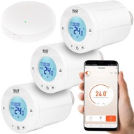 SET 3x TERMOSTATICKÁ HLAVA LCD ELEKTRONICKÝ VENTIL M30x1,5 + WIFI HUB