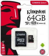 KINGSTON MICROSD CARD 64GB MICRO CL10 SD ADAPTÉR