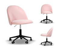 Ružová velúrová otočná stolička SOUL v štýle LOFT