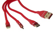 Telefónny kábel 3v1 Lightning USB C micro USB Telefónny kábel 3v1 Lightning USB C micro USB