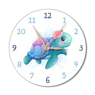 Okrúhle nástenné hodiny TORTOISE, modrá korytnačka