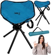 Turistická stolička bez operadla, modrá, SOLID
