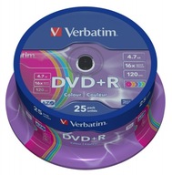 Verbatim DVD + R 4,7 GB farebný farebný tortový box 25