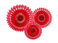 Ozdobné dekoratívne papierové rozety, červené, 3 ks