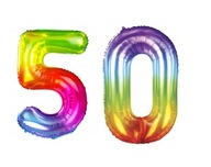 Číselné balóniky 50. narodeniny, dúha, 100 cm Číselné balóniky 50. narodeniny, dúha, 100 cm