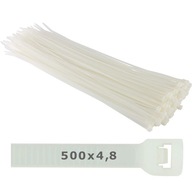 Káblové príchytky, pevné, biele, 500x4,8 - 100 ks