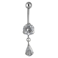 Strieborný piercing do pupka s bielym zirkónom 1,6/8 Strieborný piercing do pupka s bielym zirkónom 1,6/8