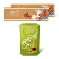 Švajčiarska mliečna čokoláda Lindt s orieškami 2x300g a pistáciové pralinky LINDOR