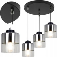 Sklenené stropné závesné svietidlo, chrómový strop, 30 cm, čierna LED, nastaviteľné, e27 Sklenené stropné závesné svietidlo, chrómový strop, 30 cm, čierna LED, nastaviteľné, e27