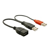 Kábel USB 2.0 A samica x 2 A samec 20 cm