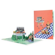 Príležitostná pohľadnica 3D Pop-up gril piknik v lese Príležitostná pohľadnica 3D Pop-up gril piknik v lese
