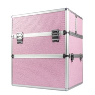 Kozmetický kufrík XXL, dvojdielny s ružovými zirkónmi