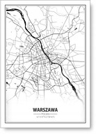 VARŠAVA MAPA ČIERNOBIELY plagát B2 50x70cm #194 VARŠAVA MAPA ČIERNOBIELY plagát B2 50x70cm #194