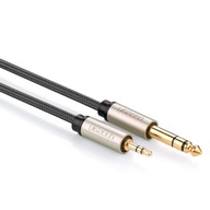 Uzelený kábel TRS audio kábel mini jack 3,5 mm - jack 6,35 mm 2 m sivý