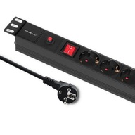 Qoltec Anti-overload PDU power strip pre RACK 19" / 1U / 16A / 6x Qoltec Anti-overload PDU power strip pre RACK 19" / 1U / 16A / 6x