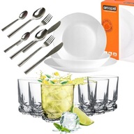 Jedálenský set pre 6 osôb taniere poháre príbor Jedálenský set pre 6 osôb taniere poháre príbor