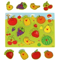 Drevené puzzle ladia s ovocnými tvarmi