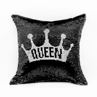 Flitrová obliečka na vankúš QUEEN, čierno/biela, 40x40 Flitrová obliečka na vankúš QUEEN, čierno/biela, 40x40