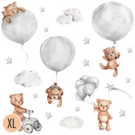 XL samolepky na stenu BEAR BEAR balóny AUTO 100x100cm XL samolepky na stenu BEAR BEAR balóny AUTO 100x100cm