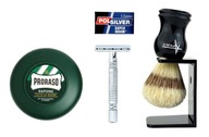 Prémiová kefka na holenie Razor Razor Sada mydiel na holenie