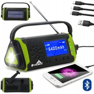 Bluetooth solárne rádio POWERBANK 6400mAh MEGA POWER IPX3 HiFi vodotesná LED