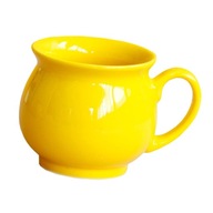 Masívny žltý keramický hrnček na kávu na mlieko so širokým hrdlom