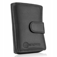 Dámska kožená peňaženka malá čierna RFID Betlewski