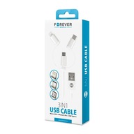 Forever 3v1 micro-USB iPhone 8-PIN kábel USB typu C