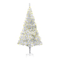 Umelý vianočný stromček so stojanom a LED, strieborný, 180