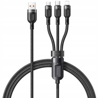 Kábel 3v1, 1,2 m pre iPhone Lightning, Micro USB, USB-C, Quick Charge 6A 65W