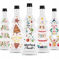 5x fľaša v tvare vianočného stromčeka na likérové ​​likéry vianočného stromčeka 500 ml
