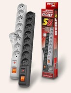 Acar Power strip S8 3M 8 zásuviek, šedá Acar Power strip S8 3M 8 zásuviek, šedá